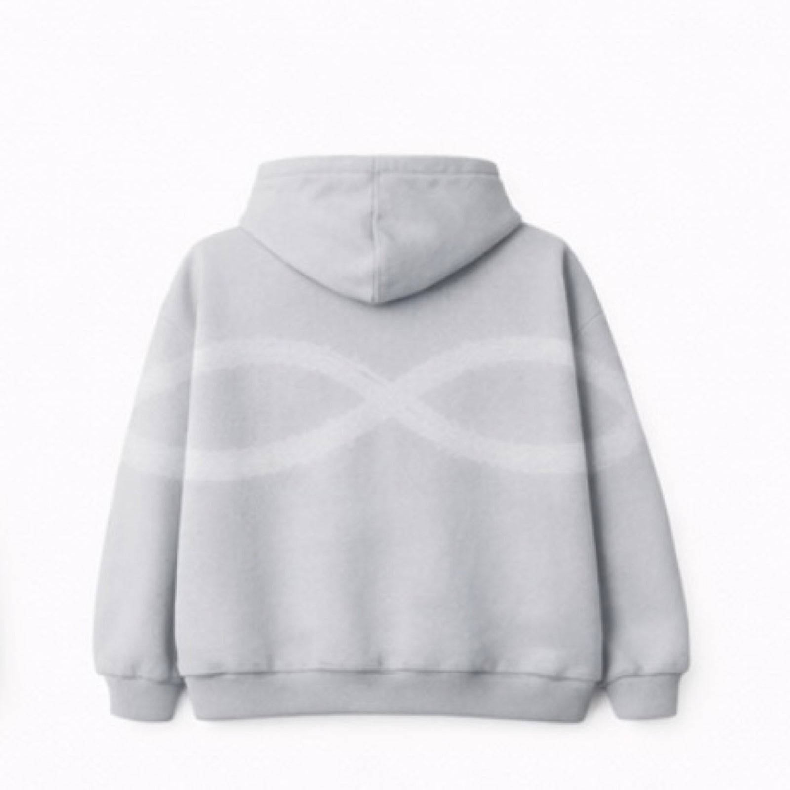 Loose Stitches Infinite Hoodie in light gray, back view