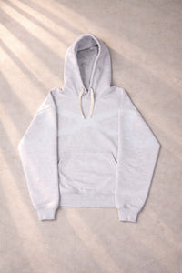 Loose Stitches Infinite Hoodie in light gray, front view